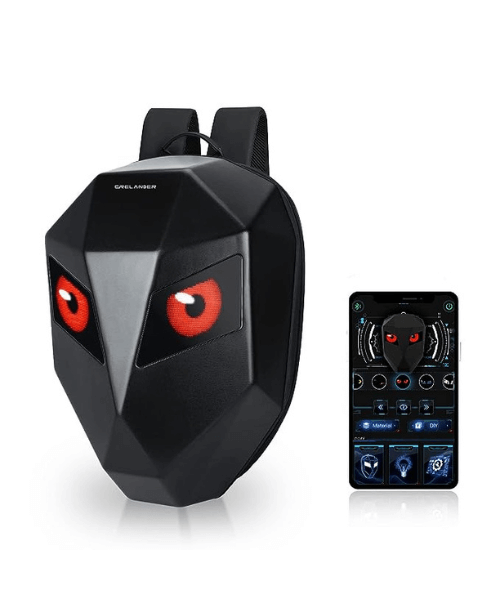 LED Backpack with Eyes - Motorcycle Helmet Bag with Display Screen