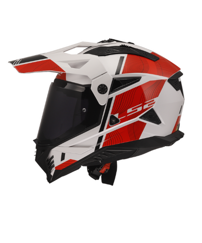 LS2 MX436 Pioneer II Dual Sport Helmet ECE 22.06 - Hill White Red