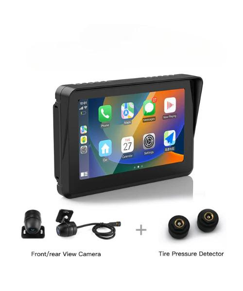 Motorcycle GPS CarPlay Android Auto Screen with Dash Cam and Tyre Pressure Monitoring