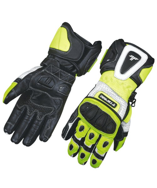 Tarmac Rapid Full Gauntlet Riding Gloves - Black White Fluo