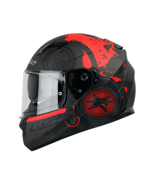 LS2 FF320 Stream Evo Viator D Ring Helmet - Matt Black 7C Red