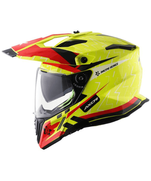 Axor X-Cross Flash Dual Visor Helmet - Neon Yellow Red