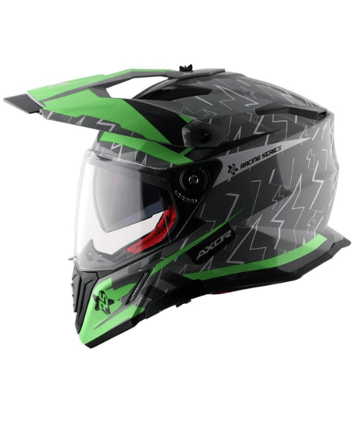 Axor X-Cross Flash Dual Visor Helmet - Cool Grey Green