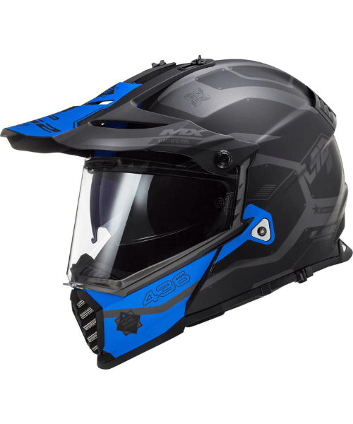 LS2 MX436 Pioneer Evo - Cobra Matt Black Grey Blue Helmet