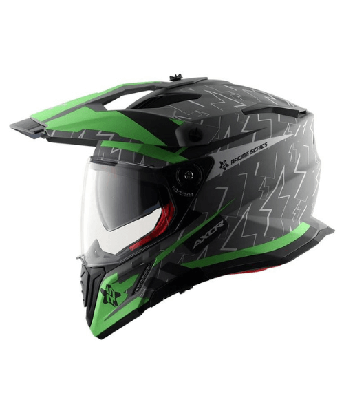 Axor X-Cross Flash Dual Visor Helmet - Dull Cool Grey Green