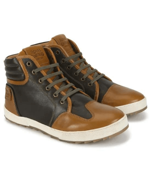 Royal Enfield Contrast Retro Riding Boots - Olive & Tan