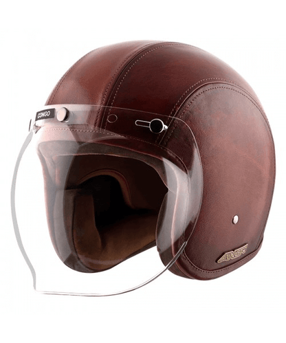 Axor Retro Jet Leather Congo Helmet - Coniac Dark