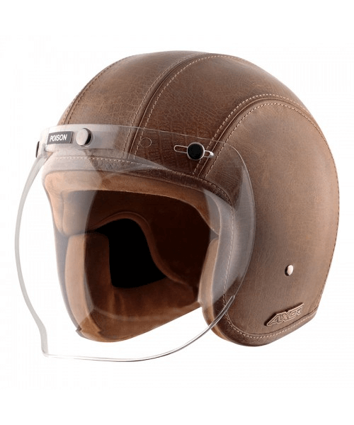 Axor Retro Jet Leather Poison Helmet - Coco Brown