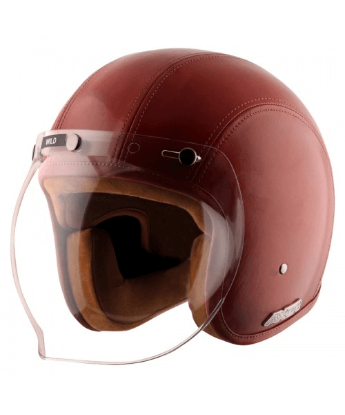 Axor Retro Jet Leather Wild Helmet - Red