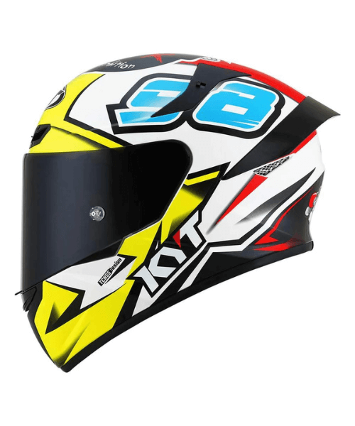 KYT TT Course 98 Bomb Helmet - Gloss Yellow Black Blue