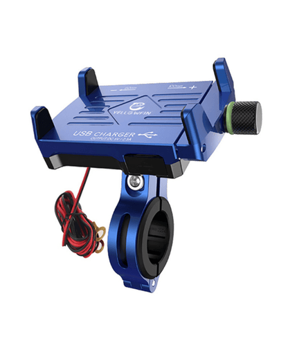 Yellowfin Claw-grip 2.5 A USB Mobile Holder with charger for Bikes - M6 Blue