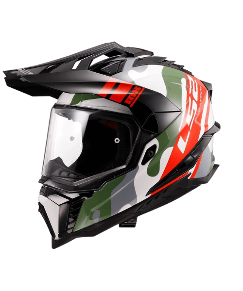 LS2 MX701 Explorer Camox Helmet - Gloss White Red Camo