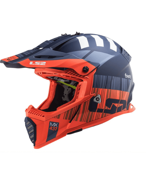LS2 MX437 Fast Evo Xcode Matt Fl.Orange Blue