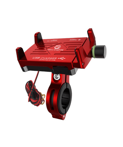 Yellowfin Claw-grip 2.5 A USB Mobile Holder with charger for Bikes - M6 Red