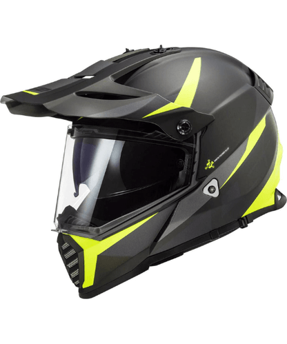 LS2 MX436 Pioneer Evo Dual Sport Helmet-Router Gloss Black Yellow