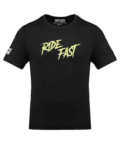 Fast Bend Motorcycle Ride Fast Dual Print Tshirt - Black