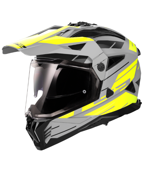 LS2 MX436 Pioneer II Dual Sport Helmet ECE 22.06 - Namib Matt Grey Hi Viz Yellow