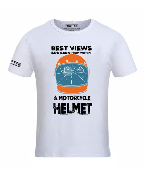 Fast Bend Best Views Motorcycle Tshirt - White