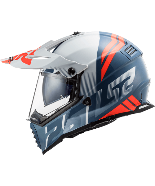 LS2 MX436 Pioneer Evo Dual Sport Helmet - Matt Evolve White Cobalt