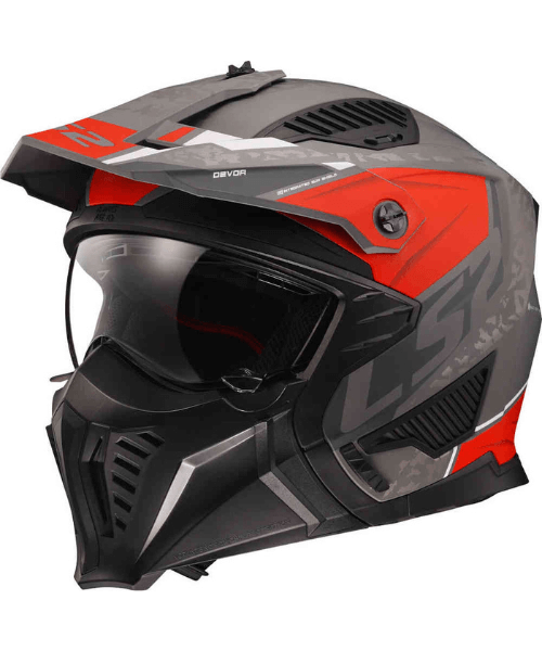 LS2 OF606 Drifter Devor Helmet - Matt Grey Red