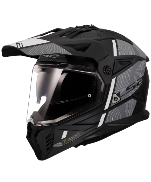 LS2 MX436 Pioneer II Dual Sport Helmet ECE 22.06 - Hill Matt Black White