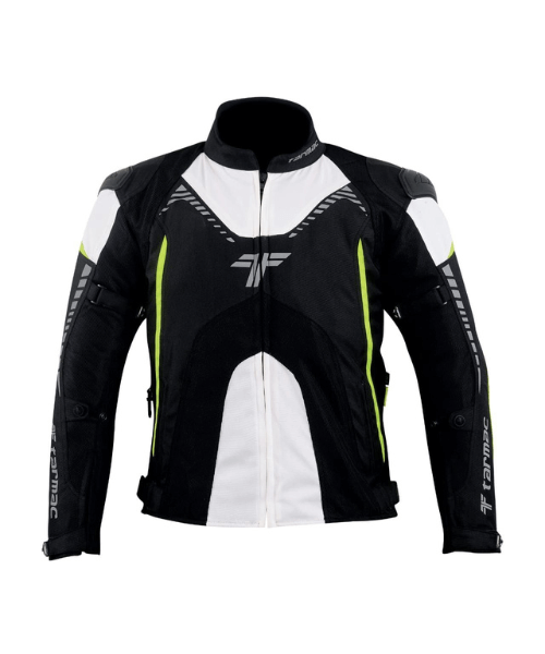 Tarmac Corsa Riding Jacket with Level 2 SAFE TECH protectors - Black White Fluorescent