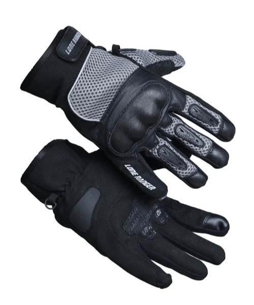 Lone Ranger AirX Biker Riding Gloves - Grey Black