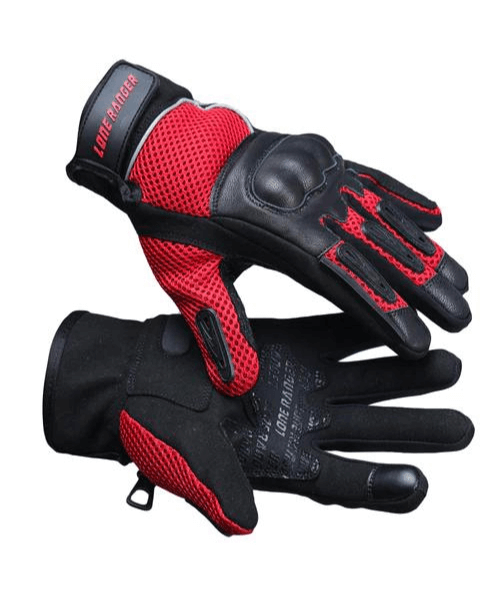 Lone Ranger AirX Biker Riding Gloves - Red Black