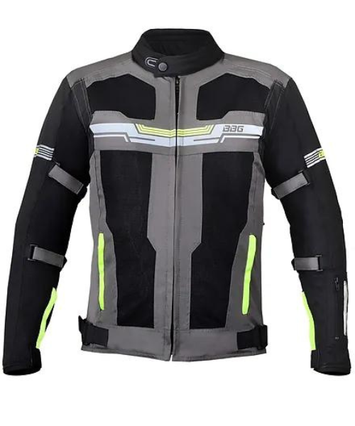 BBG Marshal Motorcycle Riding Jacket with Rain and Thermal Liner - Neon