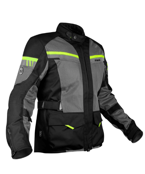 Rynox Stealth Air Pro Riding Jacket - Black Hiviz Green