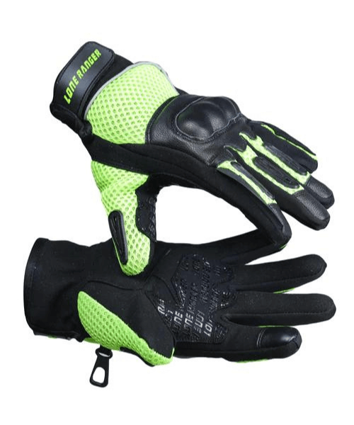 Lone Ranger AirX Biker Riding Gloves - Neon Green Black