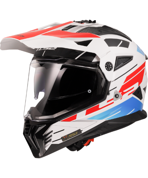 LS2 MX436 Pioneer II Dual Sport Helmet ECE 22.06 - Namib White Blue Red