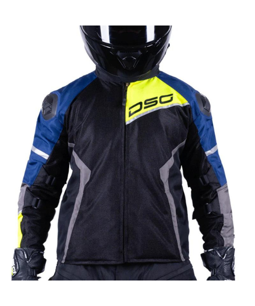 DSG Apex Air Flow Riding Jacket - Blue Grey Yellow Fluo