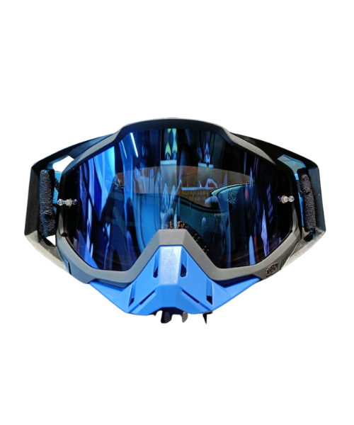 100% The Racecraft Mirror Blue Lens MX Goggle - Black Blue