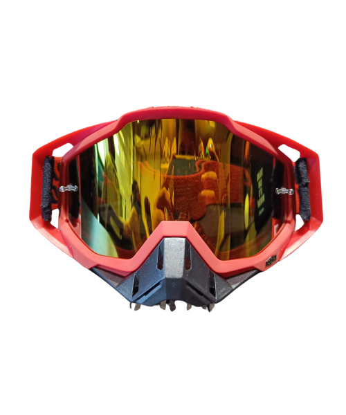 100% The Racecraft Mirror Yellow Lens MX Goggle - Red Black