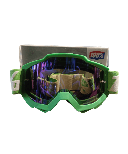 100% The Racecraft Mirror Blue Lens MX Goggle - Green