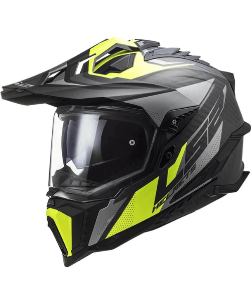 LS2 MX701 C Explorer Focus Carbon Helmet - Matt Titanium Hi-Viz Yellow