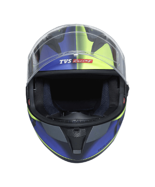 TVS Racing Matt Helmet - Blue & Neon - Single Visor