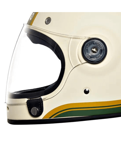 Royal Enfield Drifter V2 White Big Stripe Helmet - Matt Battle Green
