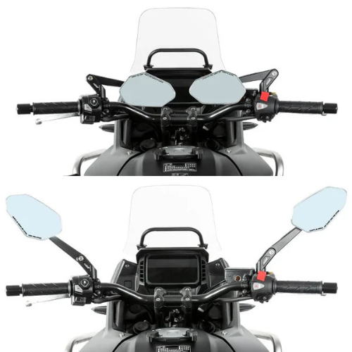 Moto Arch Universal Carbon Fiber CNC Aluminium Alloy Adjustable Rear View Mirror - White Glass