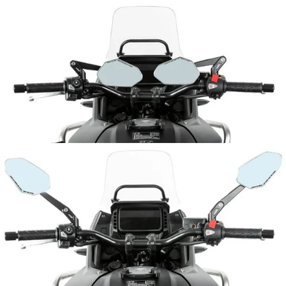 Moto Arch Universal Carbon Fiber CNC Aluminium Alloy Adjustable Rear View Mirror - White Glass