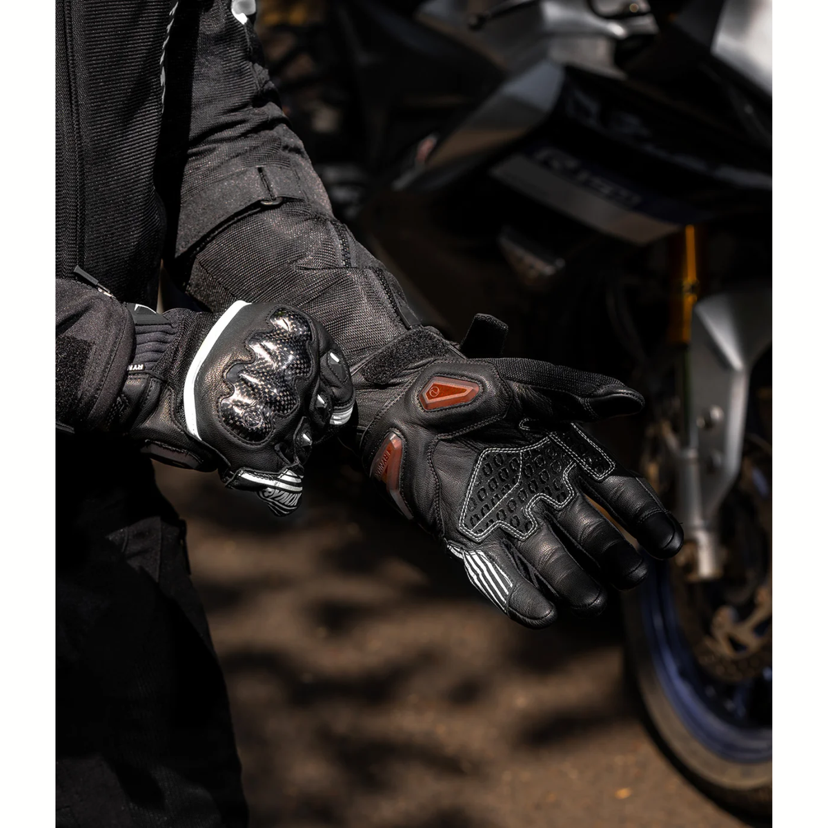 Rynox Tornado Pro 5 Riding Gloves - Black White - Rynox