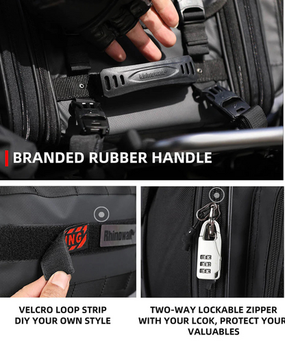 Rhinowalk Deluxe Cruiser Tail Bag 26L - Black - MT4026