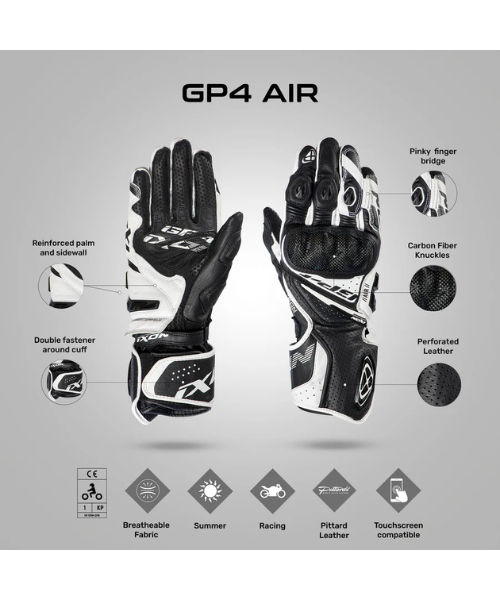 Ixon GP4 Air Riding Gloves - Black White