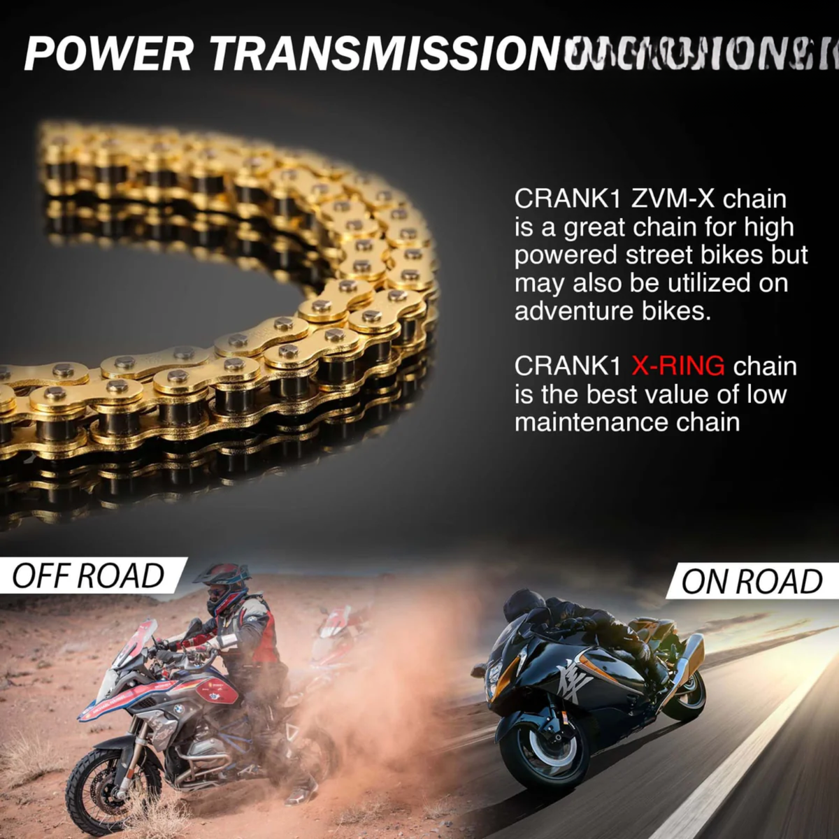 Crank1 Triumph Tiger 900 Rally Pro (2024 Onwards) 525 Pitch ZVM-X-122L Chain - Gold - Crank 1
