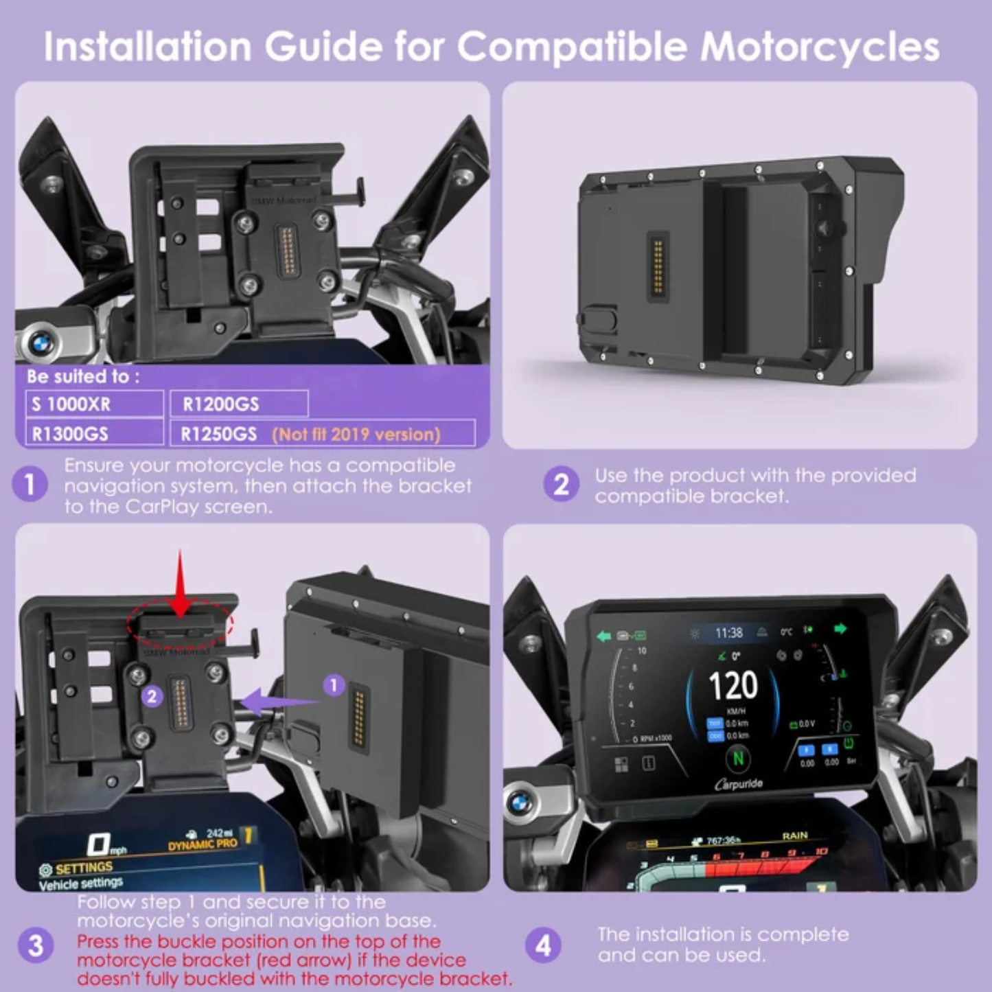 Carpuride W602BS 6-Inch BMW Motorcycle Stereo