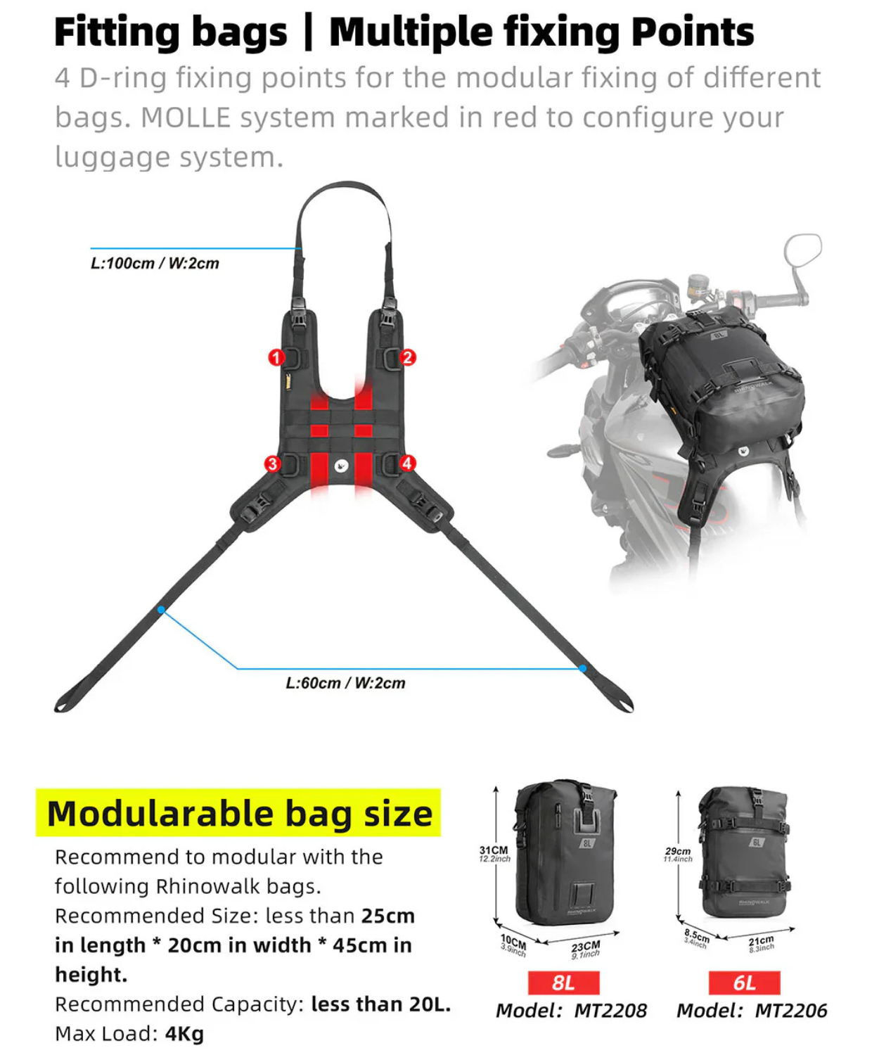 Rhinowalk Mounting Base for Tank Bag - MT001A