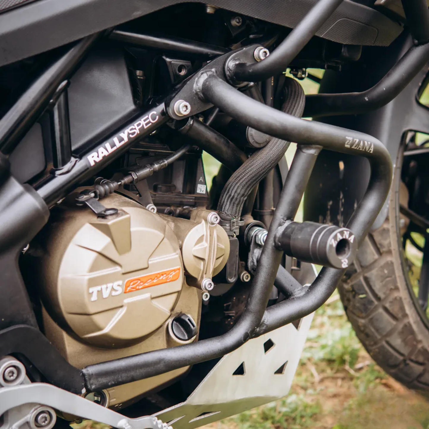 Zana TVS Apache RTX 300 Beak Version Upper & Lower Crash Guard With Slider Combo - Black - ZI-8735 / ZI-8710