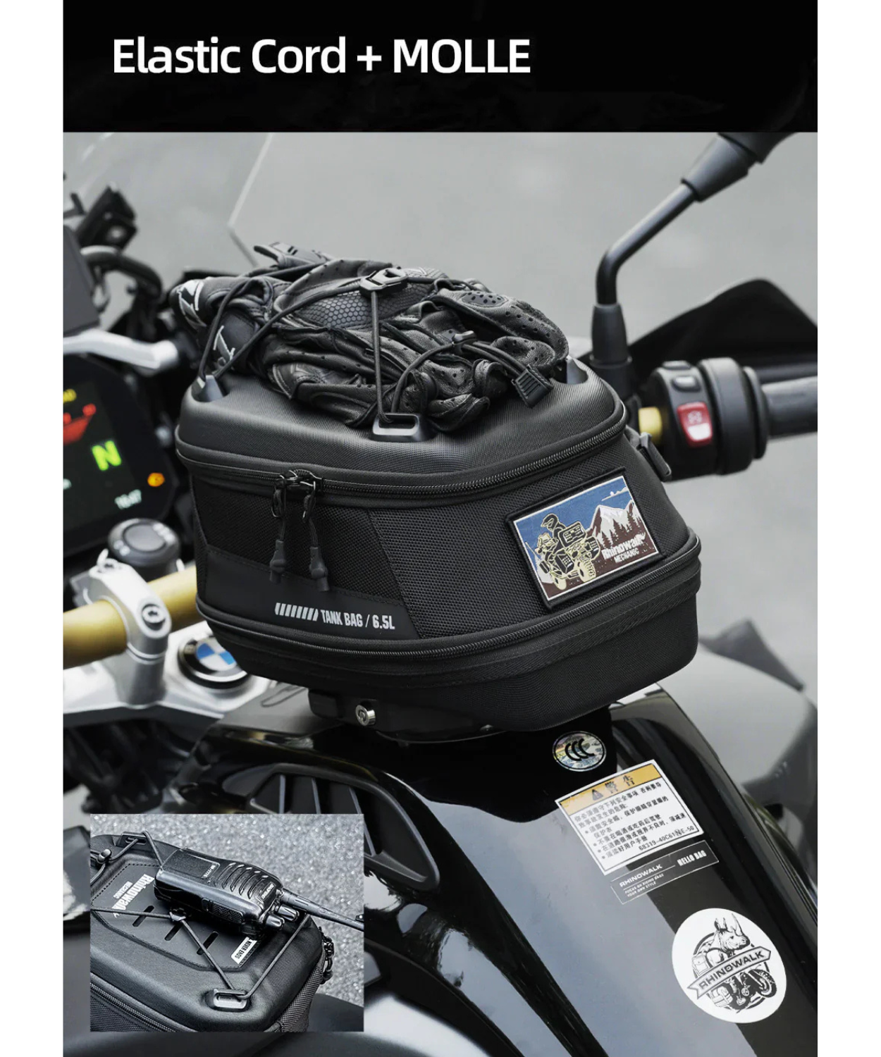 Rhinowalk Mechanic Series X Magnetic Tanklock Bag 5.6L - Black - MJX2011BK (Tanklock Ring Sold Separately)