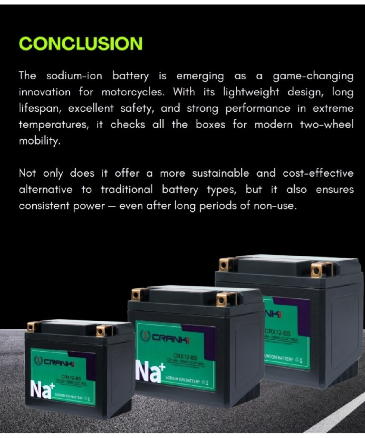 Crank1 Sodium ION Factory Activated Battery for Triumph Rocket 3 2300CC - (2012-2018) - CRX20L-BS